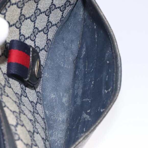 GUCCI GG Supreme Sherry Line Bag PVC Navy Gold Red 89 02 032 Auth BA1735 - Picture 13 of 16